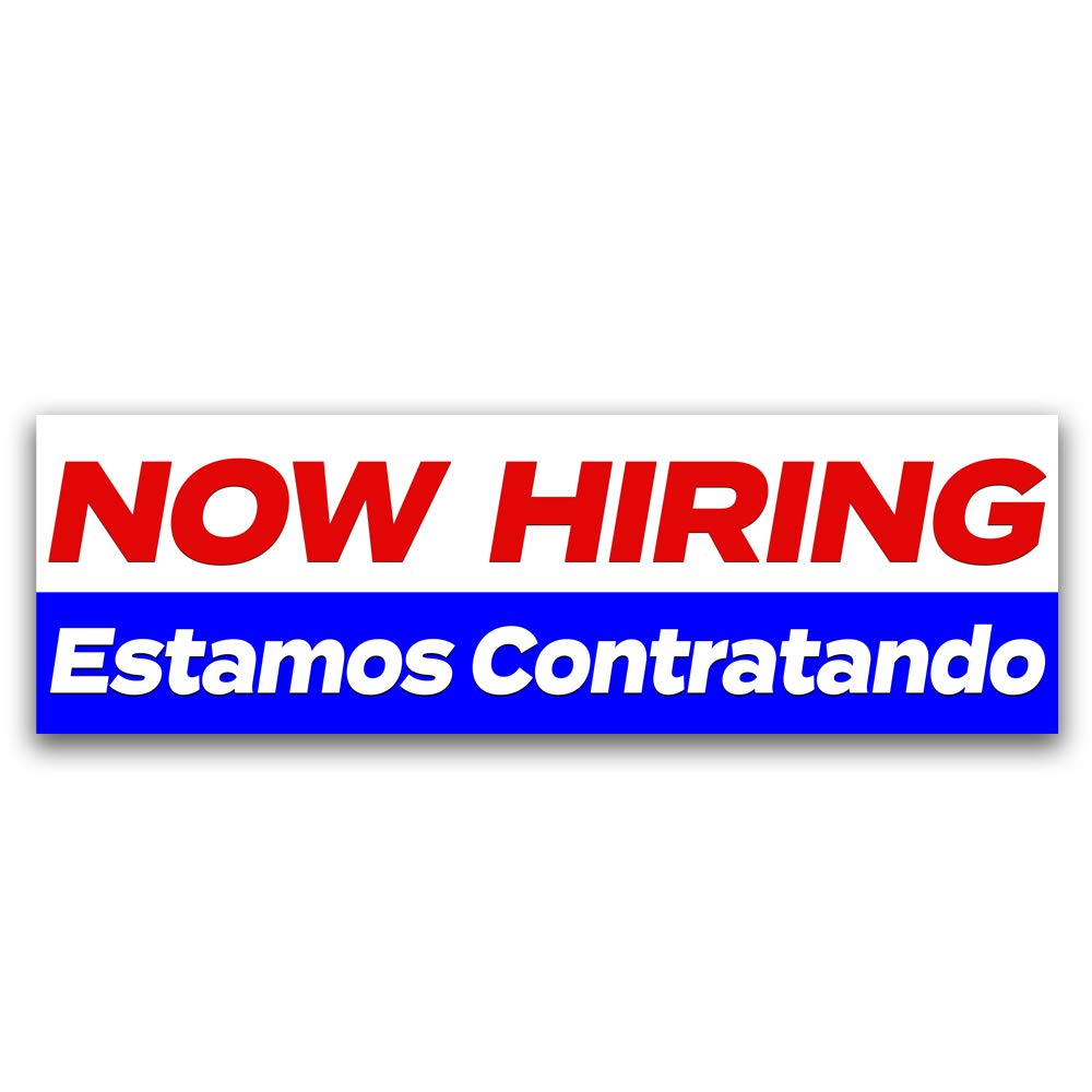 Now Hiring/Estamos Contratando Vinyl Banner (Size Options) Medium - 30x96 :  Office Products - Amazon.com