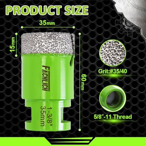 Image of Diamond Core Drill Bits - 1-3 /8 inch Tile Hole Saw 35mm for Porcelain Tile Granite Marble Masonry Brick