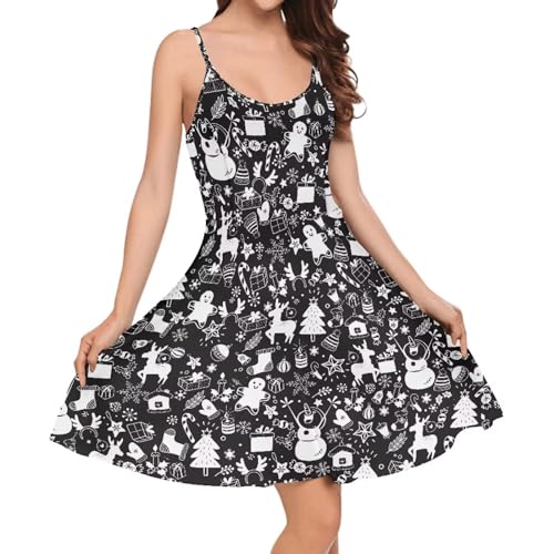 Image of Cozeyat Women Girls Summer Sleeveless Dress Casual Swing Beach Cover Up Knee Length Dresses,Large Size XS-4XL