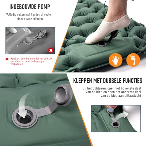 CALIYO Isomatte Selbstaufblasend Camping – Verdickte Luftmatratze mit FußpressPumpe, Ultraleicht & Wasserdicht | Integriertes Kopfkissen, Kleines Packmaß für Outdoor, Wandern, Zelte & Reisen – Bild 4