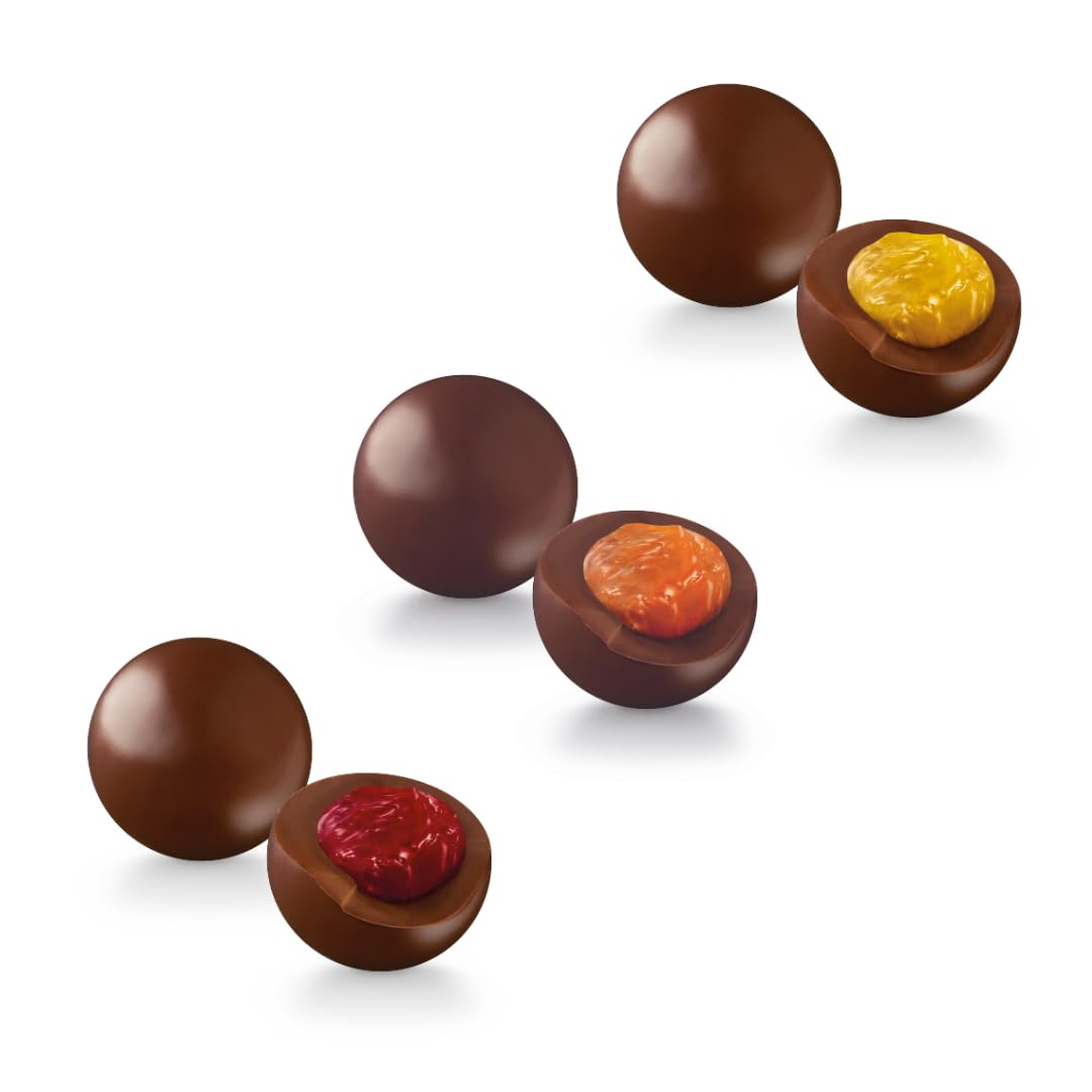 Leone depuis 1857 - Boîte en métal Cœur avec Boules Assorties – Pâtes de fruits Enrobées de Chocolat Noir 70%- Sans Gluten – Coffret Cadeau de 100g