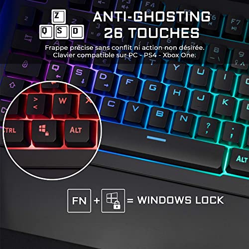 The G-Lab Keyz Palladium Tastiera Gamer AZERTY cablata USB - Retroilluminazione RGB LED Multicolore, Poggiapolsi Magnetico, 26 tasti Anti-ghosting, Durevole - PC PS4 Xbox One (nero) - Tastiera gaming - Immagine 6