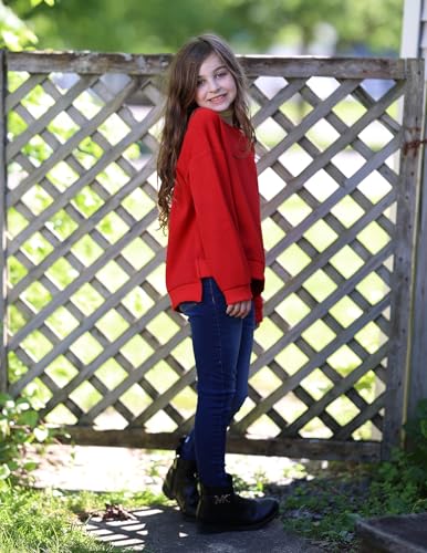 Image of Arshiner Girls Crewneck Sweatshirt Long Sleeve Pullover Tops Drop Shoulder Sweatshirts Side Split