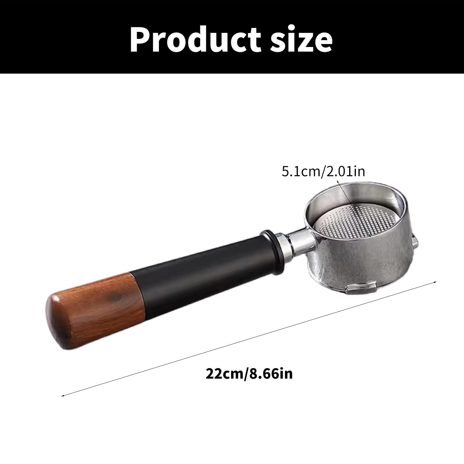 Cesta de filtro de acero inoxidable con mango de madera para máquina de espresso, accesorios de baristas inoxidables