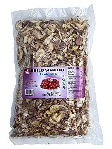Dried Shallots, Crispy Onions, Dried Red Onions, Dried Shallot, 16 oz (1 pack), Dehydrated Red Onion, Dehydrated Shallots, CAF Dried Shallot, CAF Dried Red Onion
