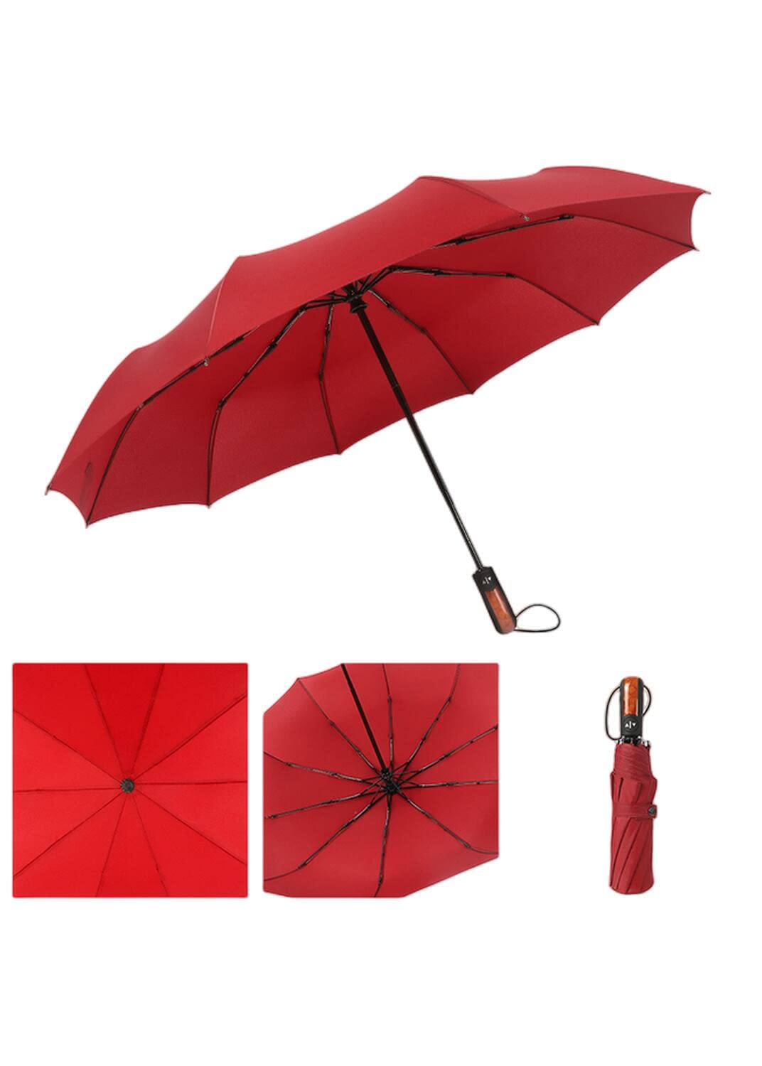 Paraguas plegable plegable paraguas automático lluvia mujeres mango madera hombres viento compacto viaje paraguas