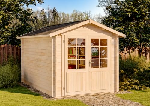 Alpholz Gartenhaus Bremen-28 C aus Massiv-Holz, Gerätehaus mit 28 mm Wandstärke, Garten Holzhaus inklusive Montagematerial, Geräteschuppen Größe: 250 x 400 cm, Satteldach