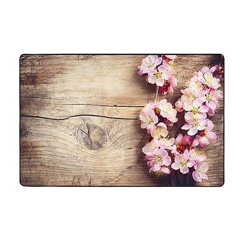 Tapis de chambre doux imprimé fleur de printemps lavable et résistant