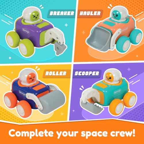 Image of Bloomingo Astro Diggers Cosmosis | 2 Space Construction Vehicles | Press & Go Action, Moving Toys | Ages 3+ | Space Themed Toys | Collect All 4 Space Rovers