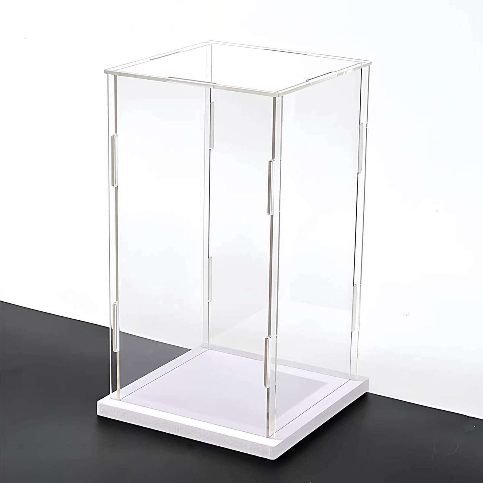 Acrylic Display Box, Acrylic Display Cube For Models With Black And White Base Multiple Sizes(White,10x10x10cm(4x4x4"))