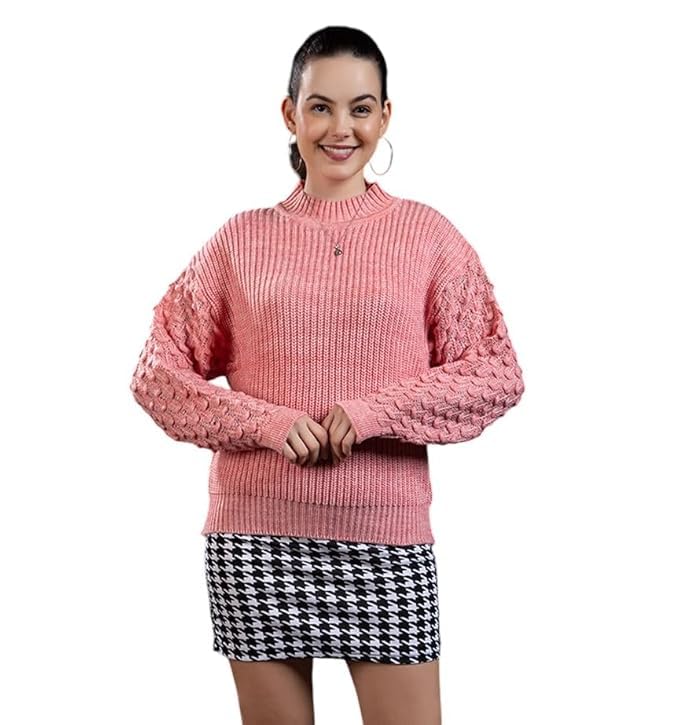 Wear lusso Women’s 100% Wool Pullover Sweater | Full Sleeve Relaxed Fit Winter Wear | Stylish & Comfortable Sweater for Cold Weather