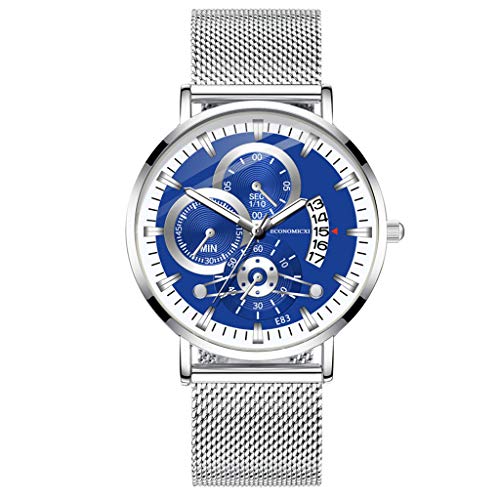 Preisvergleich Produktbild Anglewolf Herren Armbanduhr Mode Uhr Legierung Business Quarzuhr Armband Chronograph Analogue Quartz Zifferblatt Mit Edelstahl Quarz Uhren MäNner Freizeit Armbanduhren Edelstahl Quarzuhr Watch