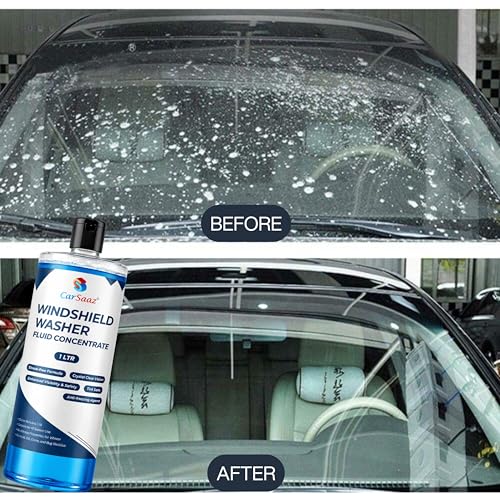 Image of CAR SAAZ Windshield Washer Fluid Concentrate (1L) | Ultimate Visibility & Protection | Works As All-Season Windscreen Washer, Glass Cleaner | Removes Dirt, Grime & Bugs | Car Windshield Cleaner