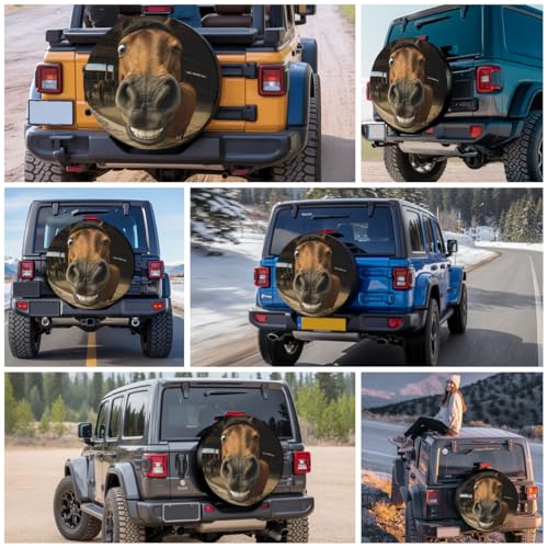 Image of GENANY Funny Horse Face Spare Tire Cover for RV Trailer, Waterproof, No Camera Hole, Size 15 Fits 27-29 Inch