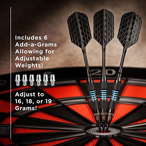 Viper Bobcat Adjustable Weight Soft Tip Darts with Storage/Travel Case: Black Coated Brass, Blue Rings, 16-19 Grams - Image 2