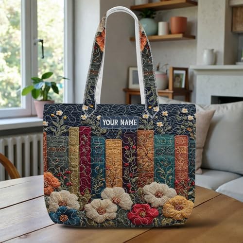 Bolso tote acolchado personalizado para amantes de los libros, bolso de hombro para lectores, bolsa acolchada para mujeres miniatura 5