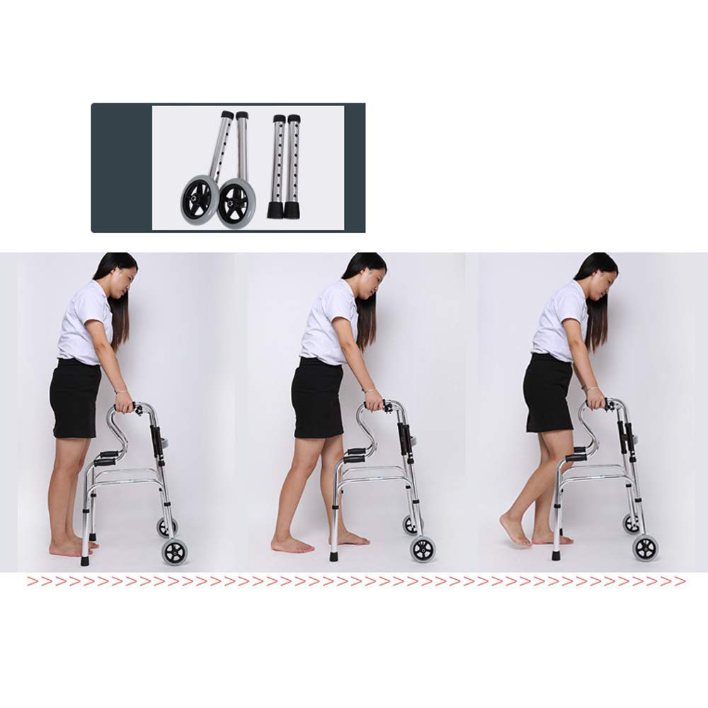 Andador para Silla De Ruedas, Andador con Muletas para Personas Mayores, Equipo De Entrenamiento De Rehabilitación, Taburete De Bastón Liviano, Andador Multifunción con Ruedas/Sin,Wheeled