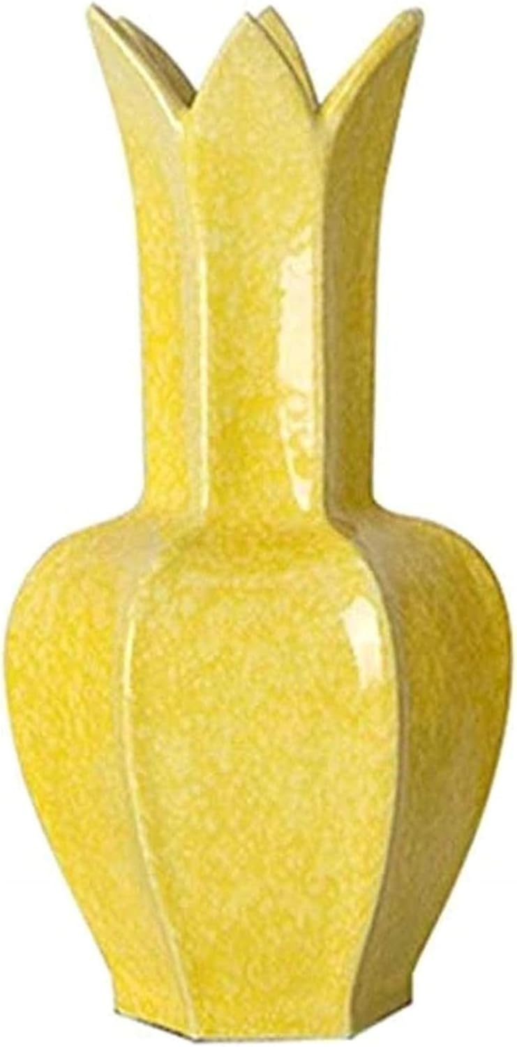 Vase Tabletop Ceramic Pomegranate Yellow Simple Plant Flower Arrangement Hydroponic Restaurant 19 * 35cm