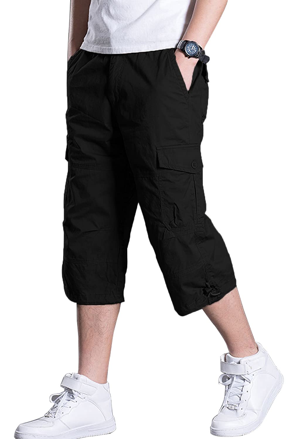 Men's Casual Cargo Shorts 16 Inch Inseam Below Knee Multi Pocket