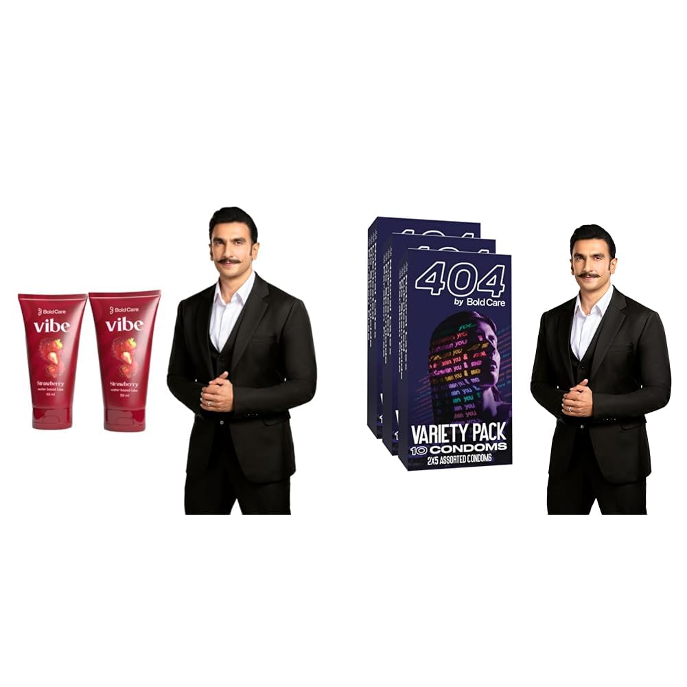 Bold Care Vibe Strawberry - Personal Lubricant for Men and Women - Premium Strawberry Flavour - Wa | Bold Care 404 Variety Pack with 2 x 5 Assorted Condoms in each pack - (Pack of 3)-picture-11