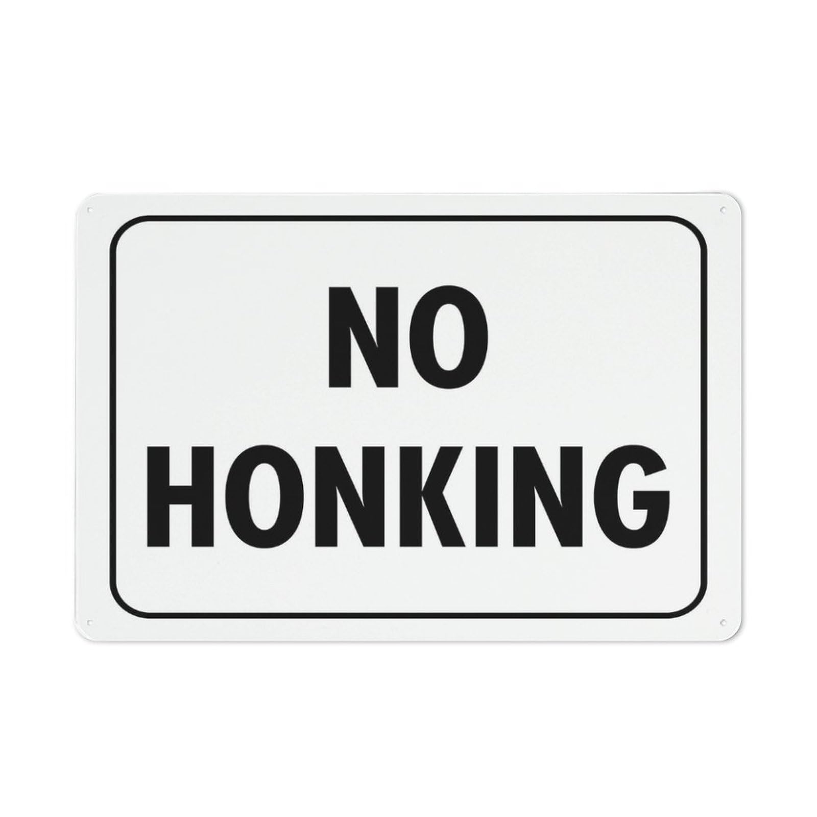No Honking Sign, 8x12 Inch Metal Aluminum, Pre-Drilled Holes for Easy Mounting, Indoor/Outdoor Use for Fence, Door, Gate