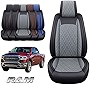YIERTAI Dodge Ram Car Seat Covers Custom Fit 2009-2023 1500 2500 3500 Pickup Crew Double Quad Cab Laramie Big Horn Waterproof Leather Truck Seat Protectors 2 PCS Front Black-Grey