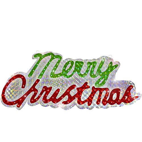 Lighted Holographic Merry Christmas Sign Outdoor Decoration - 45.5