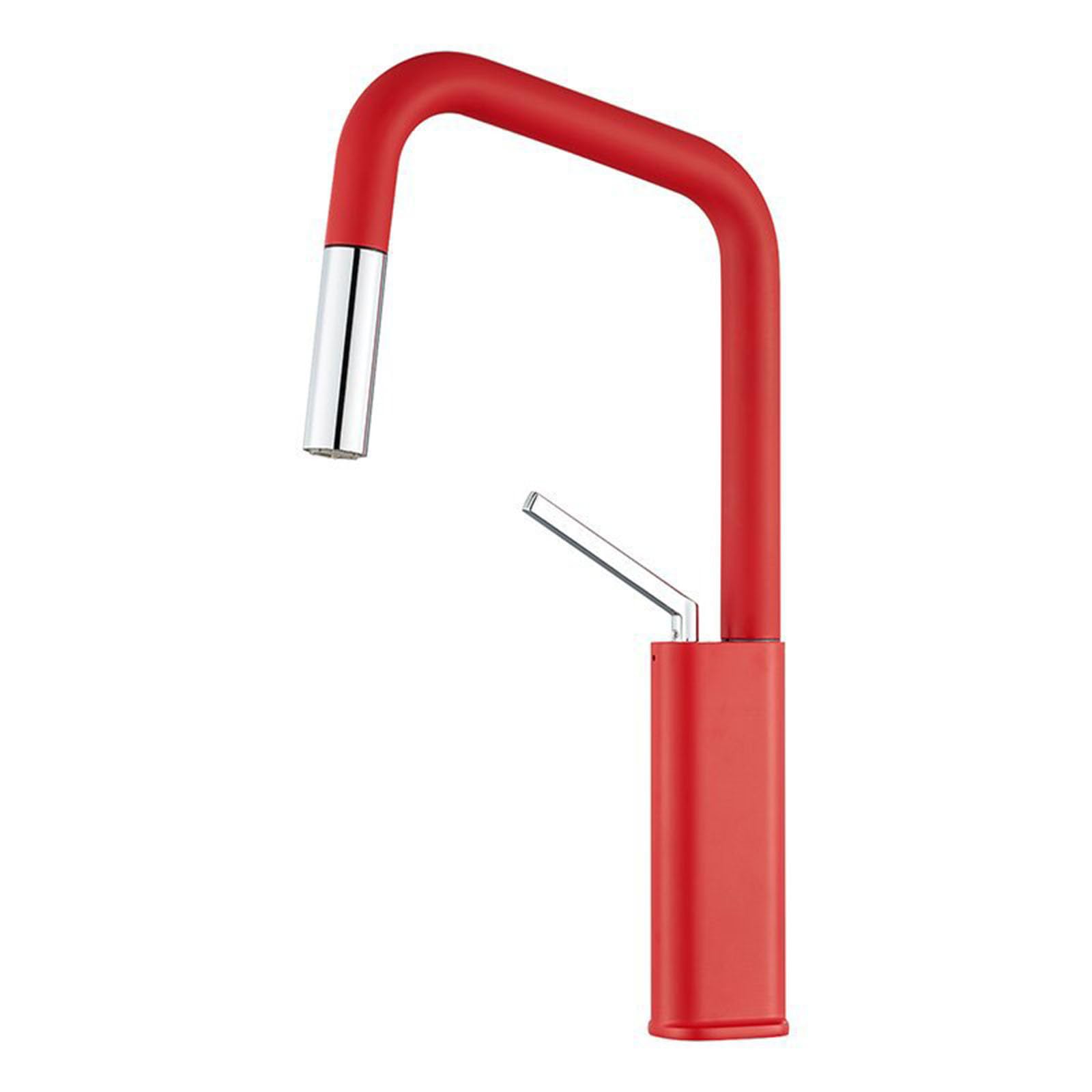 Grifo Cocina Monomando Caño Alto Extraíble Rotación de 360° Grifos para Fregadero de Cocina 2 Modos,rojo