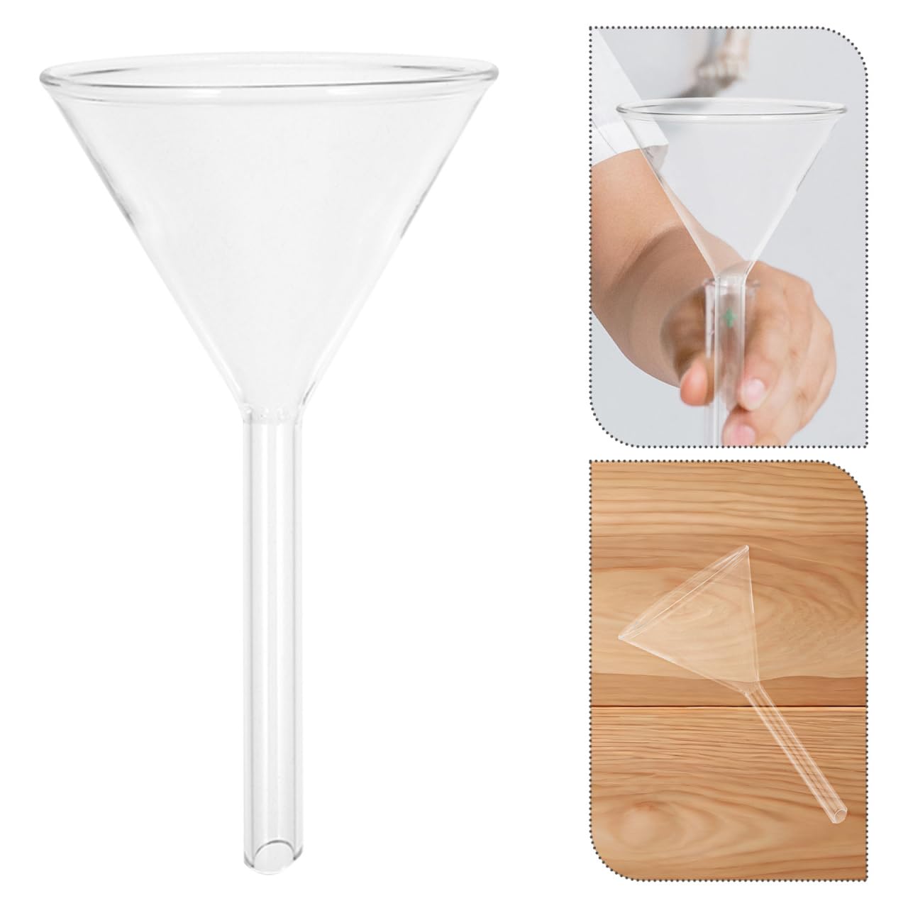 Kichvoe Lot De 3 Entonnoirs En Verre Transparent De Laboratoire Avec Large Ouverture ContrôLe PréCis Pour Filtration Et Remplissage Scientifique Compact Et LéGer