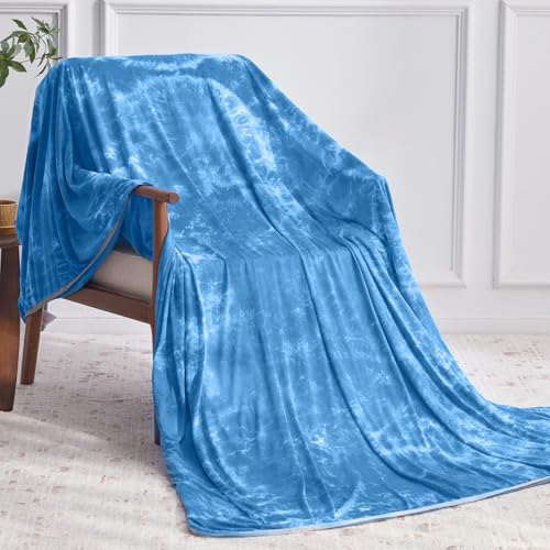 Image of Guohaoi Cooling Throw Blanket for Hot Sleepers, Twin Size 50''x70'' Lightweight Breathable Summer Bed Blanket for Couch, Arc-Chill Q-Max >0.5 Cool Fiber,Lightweight Tie Dye Blanket Light Blue