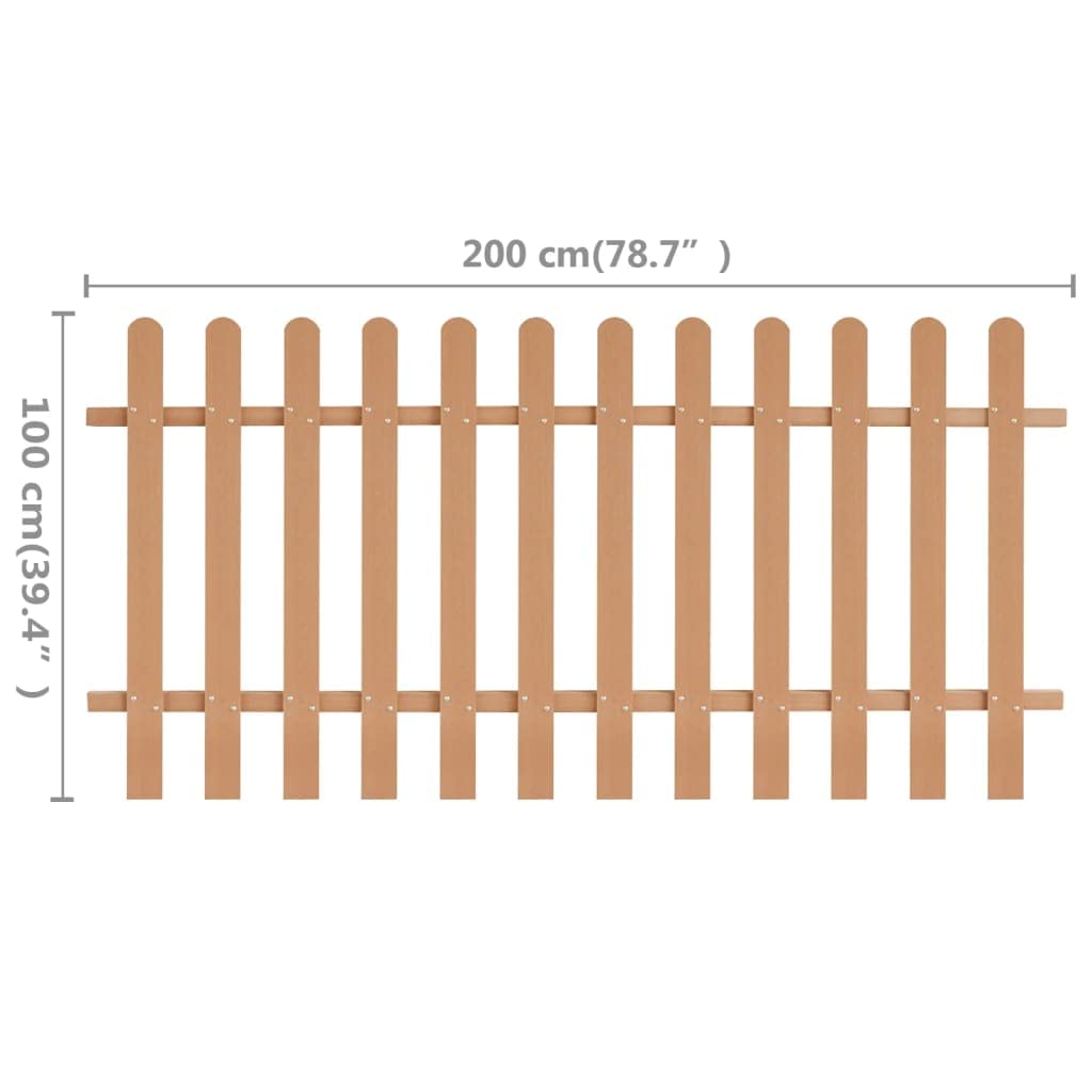 Lattenzaun WPC 200x100 cm Holz-Kunststoff-Verbundwerk, 12 Latten, 9 cm Abstand, braun, für Garten, Terrasse, Sichtschutz und Einzäunung, robuste Abgrenzung und Windschutz