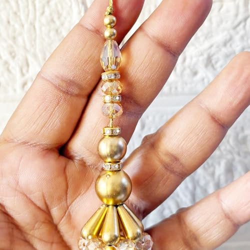 Image of Adikala Craft Store Handmade Ethnic Latkan Tassel Set of 2 for Saree Pallu, Blouse, Suits, Dupatta, Lehenga Decor (Golden Pipe 3L)