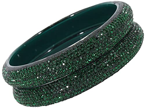 Image of NMII Glass with Zircon Gemstone and Glitter Kada Set For Women and Girls