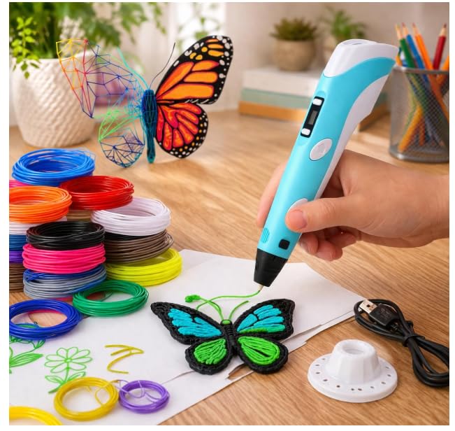 ME ME MART, Happy Kids 3D Pen for Kids | 3D Printing Drawing Pen with Filament | DIY Craft Pen for Art, Design & Learning | Educational STEM Toy | Birthday Gift for Kids & Hobby Lovers-image-34