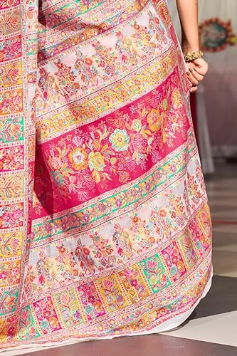 Image of SWORNOF Women's kanjivaram banarasi silk saree for Patola festival Wedding silk with rich pallu Design sarees for women with blouse piece