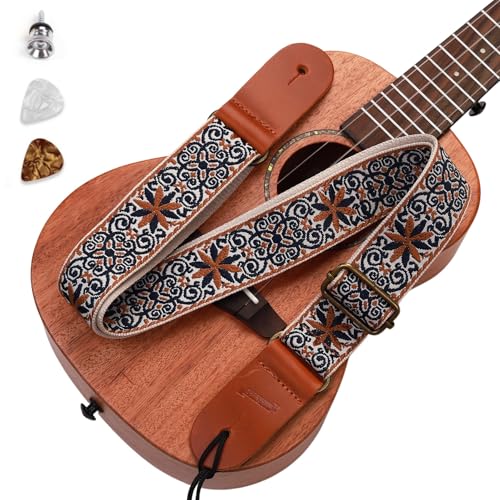 MUINS Ukulele Strap Embroidered Ukelele Shoulder Strap Suitable for Adult Soprano Concerts Tenor or Baritone Ukulele Accessories (Embroidery Style No.2)