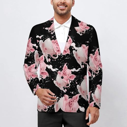 Funny Pigs Cup Mens Casual Blazer Button Suit Jacket Lightweight Sport Coat for Work Business2
