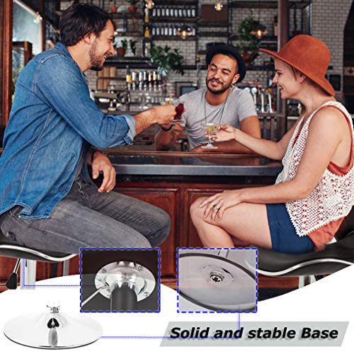 Set de 2 Butacos Bar Modernos Ajustables en Altura y Giratorios con Asiento de Cuero Sintético Negro miniatura 4