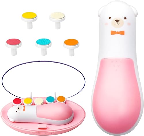 Cortadora de uñas eléctrica para bebés, lima 6 en 1, kit de aseo de lima de uñas para niños pequeños o adultos (rosa)