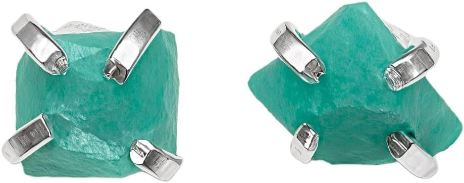 Raw Amazonite Stud Earrings, Sterling Silver Earrings, Blue Green Healing Crystal Jewelry, Natural Amazonite Gemstone, Aries Leo Scorpio Zodiac Sign