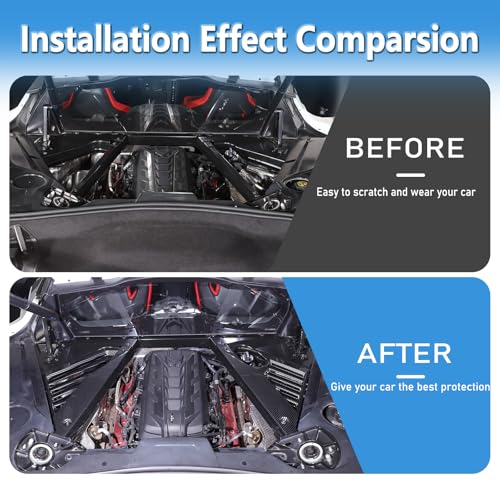 Image of Engine Bay Panel Cover Trim Compatible with Chevrolet Corvette C8 Stingray 2020-2024 ABS 2PCS,Engine Compartment Left and Right Protection Leakproof Cover Trim Accessories (Carbon Fiber Pattern)