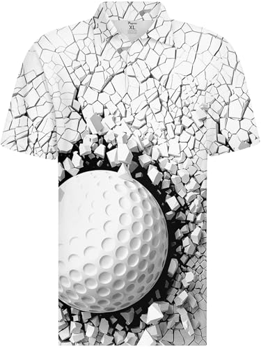 Image of PAGYMO Funny Golf Shirts for Men Crazy Printed Pattern Novelty Moisture Wicking Performance Mens Polo Shirt