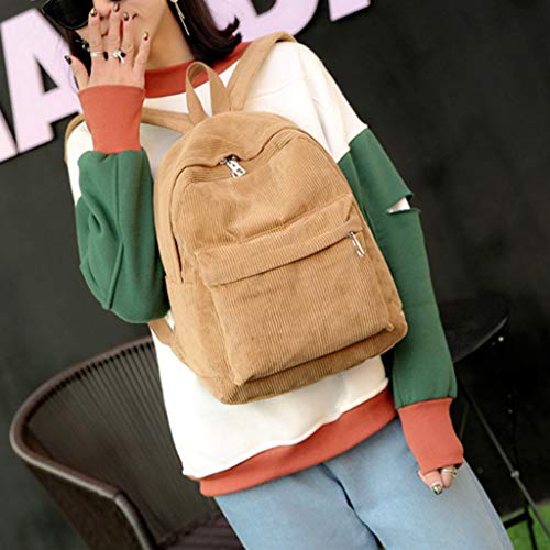 Rhfemd Women Vintage Rucksack Corduroy Backpack School Bag Casual Computer School Travel Handbag Rucksack - Image 6