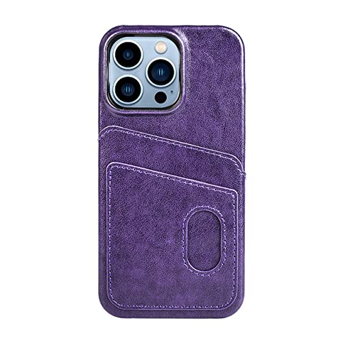 Étui en cuir pour iPhone 14 avec porte-cartes intégré de couleur violette