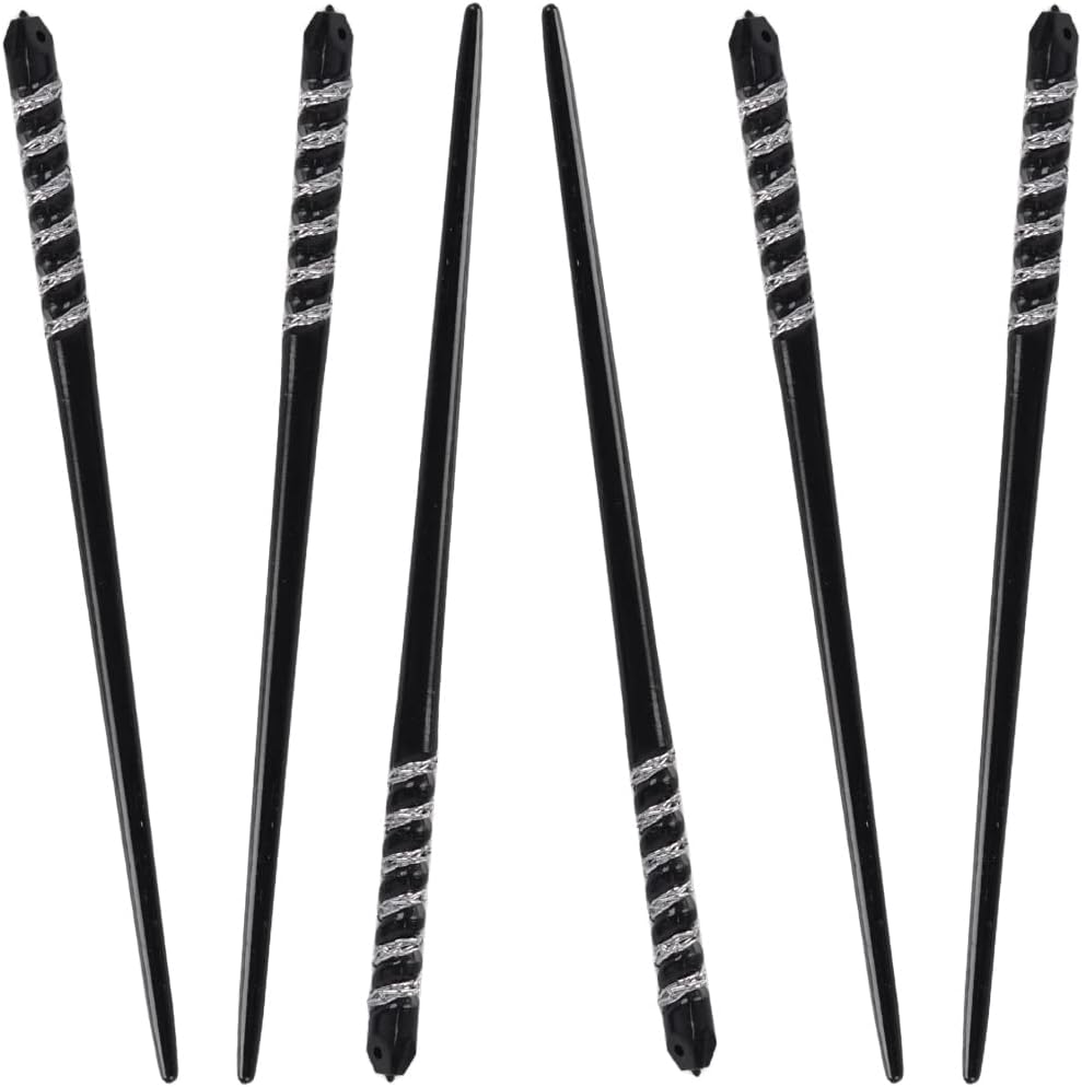 Silver Twirly Design Diamond Hair Stick Chop Sticks (3 Pack, Silver)