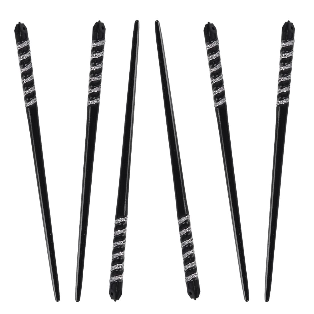 Silver Twirly Design Diamond Hair Stick Chop Sticks (3 Pack, Silver)