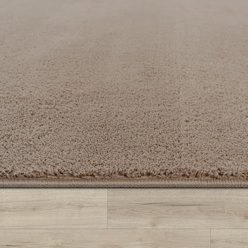 Paco Home Moderner Kuscheliger Wohnzimmer Teppich Kurzflor waschbar flauschig Weich Einfarbig Felloptik zeitlos stilvoll rutschfest pflegeleicht, Grösse:200x280 cm, Farbe:Taupe