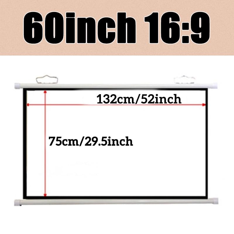 Schermo di Proiezione Pieghevole 4k HD Telo Proiettore Portatile 4:3/16:9, Senza Pieghe Schermo Videoproiettore per Home Cinema Cinema Esterno(60inch-16:9)