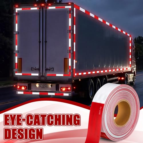 Image of Maitys 2 inch x150' DOT-C2 Reflective Tape - 11 inch Red /7 inch White Reflective Warning Safety Tape for Vehicles Cars Trucks Trailers Boats
