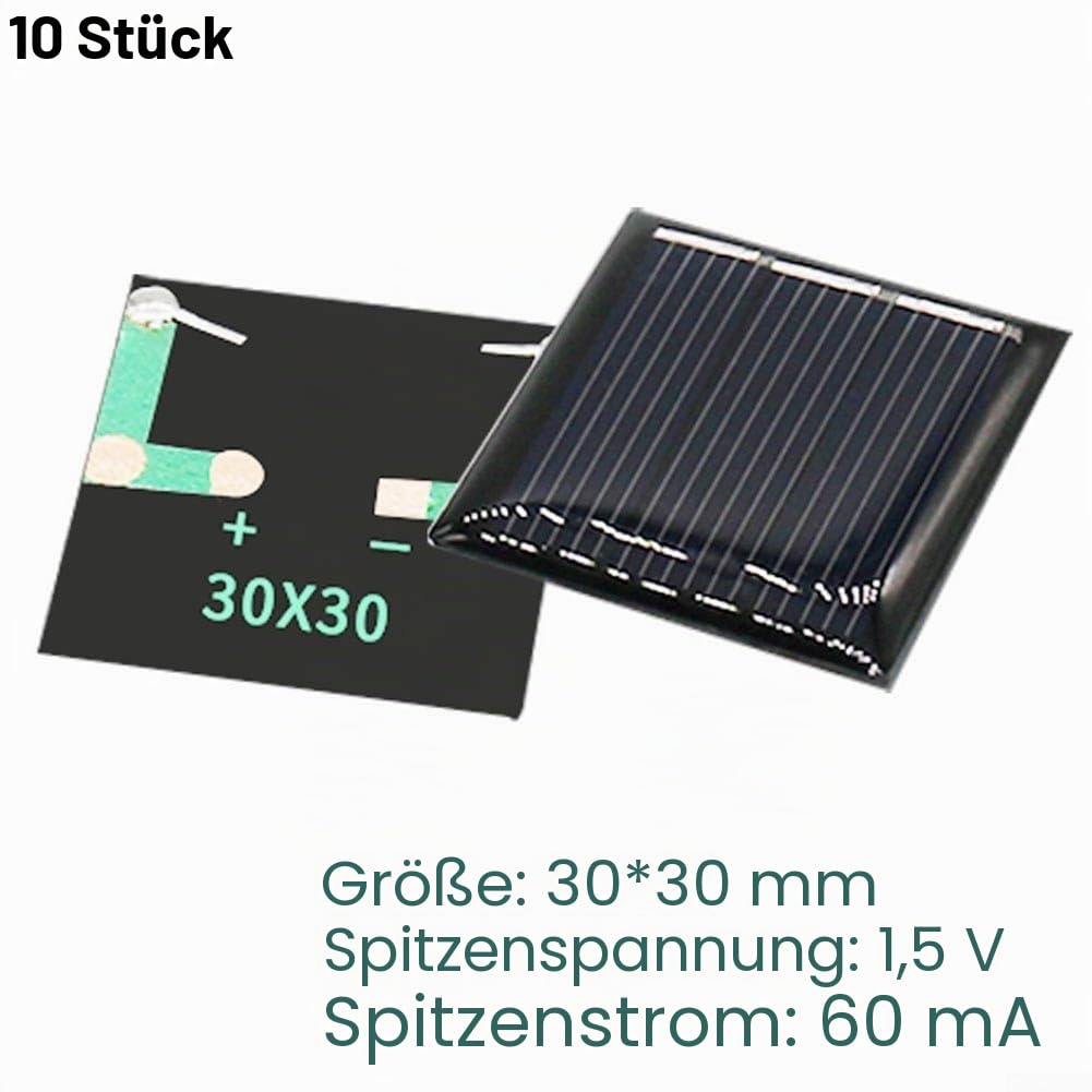 10er Set Mini Solarmodule 1 5V 60mA 0 09W zum Basteln und Experimentieren mit Solartechnik